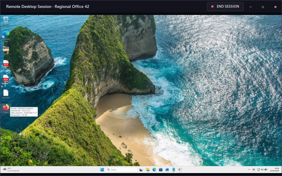 Finestra flottante del desktop remoto