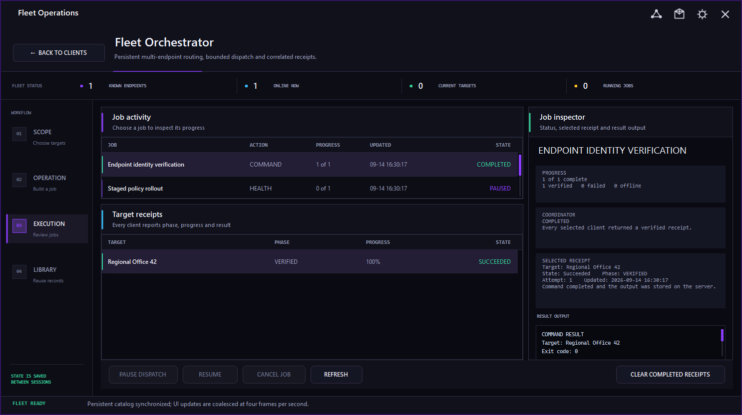 Interfaccia reale Fleet Operations con dati dimostrativi